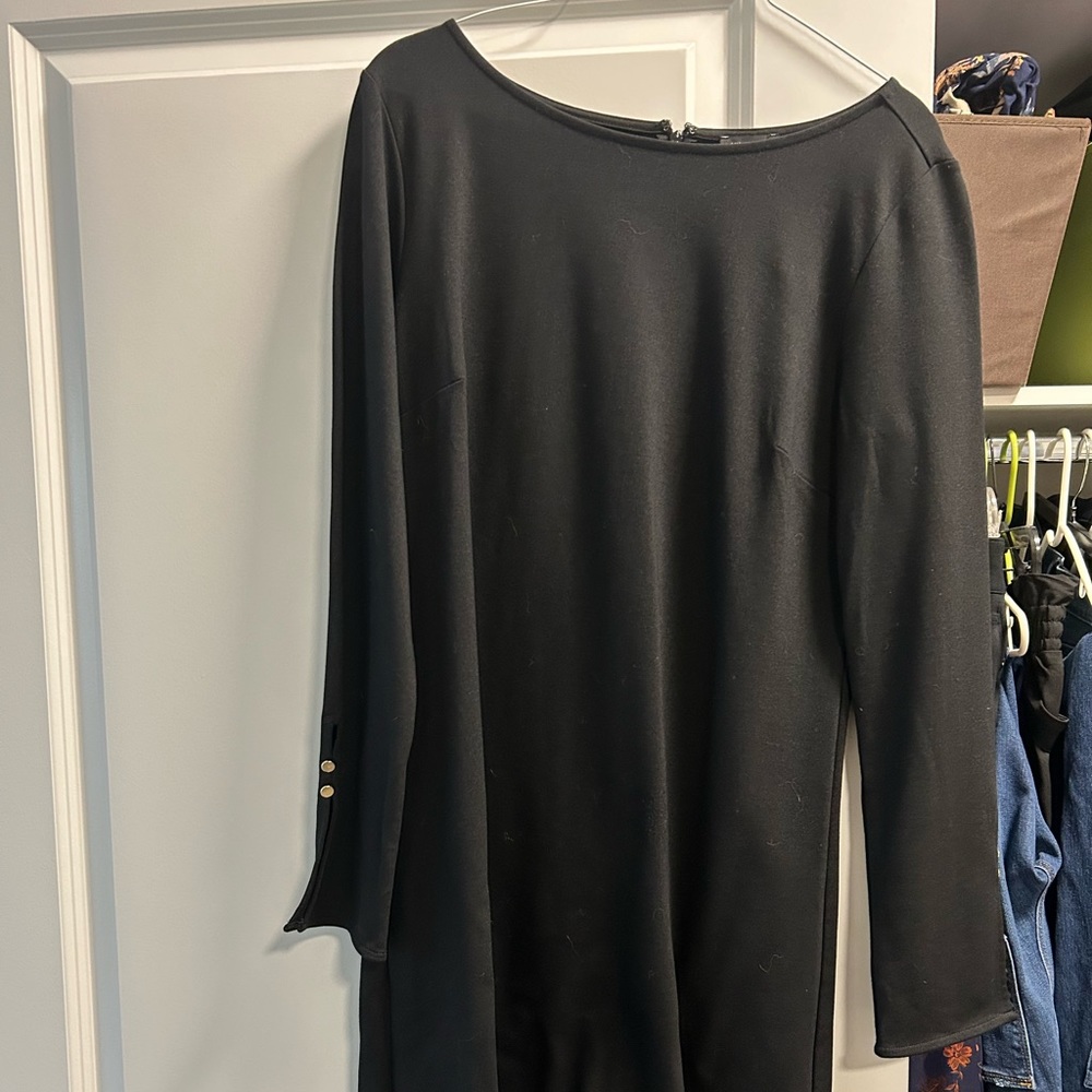 Boat neck 3/4 length sleeve Ann Taylor Factory black dress